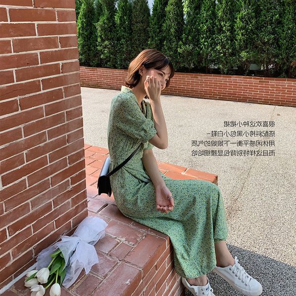 

casual dresses pure and fresh korea ~ show thin lengthen classic version of god nice small collar a chip long broken flower, Black;gray