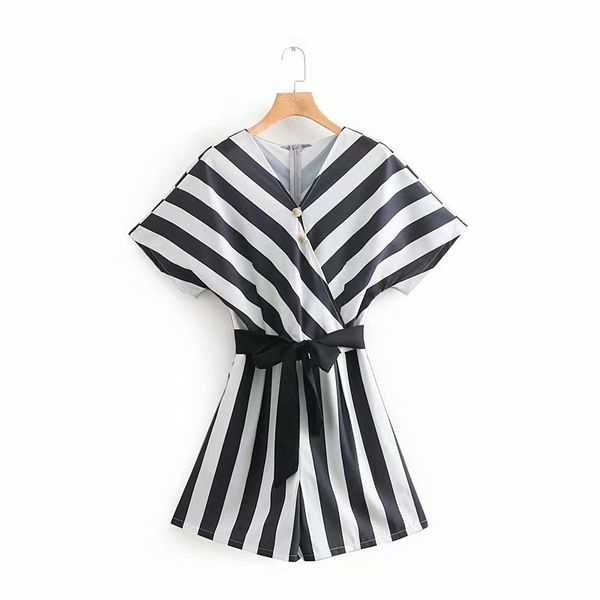 

old bird 55-8683 european and american fashion stripe belt pants, Black;white