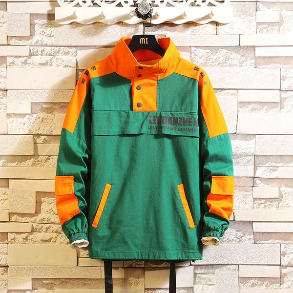 

контраст цвета стенд воротник пальто workwear мужчины осень повседневная корейском стиле trend красивый подросток популярная марка студенты, Black;brown