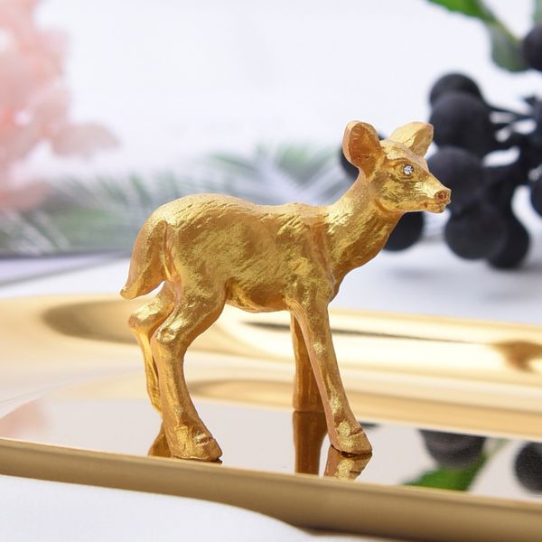 

[ddisplay]resin mini deer golden jewelry display stand lovely deerlet ring standing showcase glamour girls pendant display holder, Black