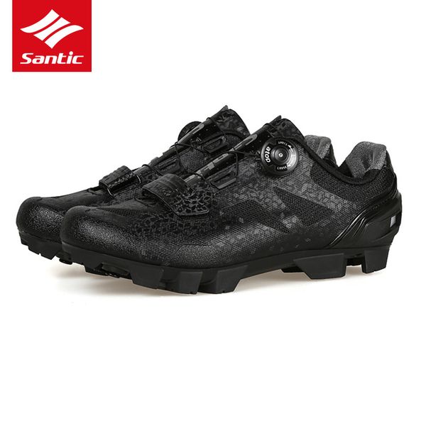 

santic cycling shoes mens pro team mountain bike shoes comfortable self-locking mtb bicycle zapatillas ciclismo ms17003r,h, Black