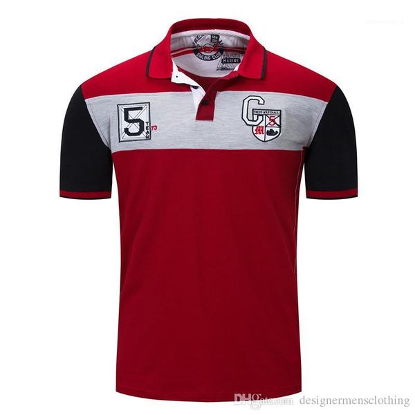 

mens polos lapel neck breathable short sleeve mens summer male contrast color tees patchwork printed designer, White;black