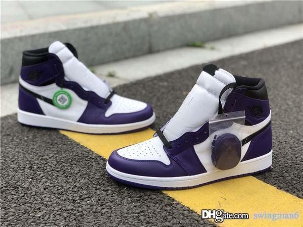 

air authentic 1 high og court purple basketball shoes men court purple sports sneakers 555088-500 with box