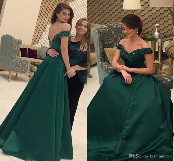 Maßgeschneiderte Plus -Größe anmutig bescheiden dunkelgrün arabischer Abendkleid billig eine Linie Rückenless Langes formelles Kleidung Partykleid