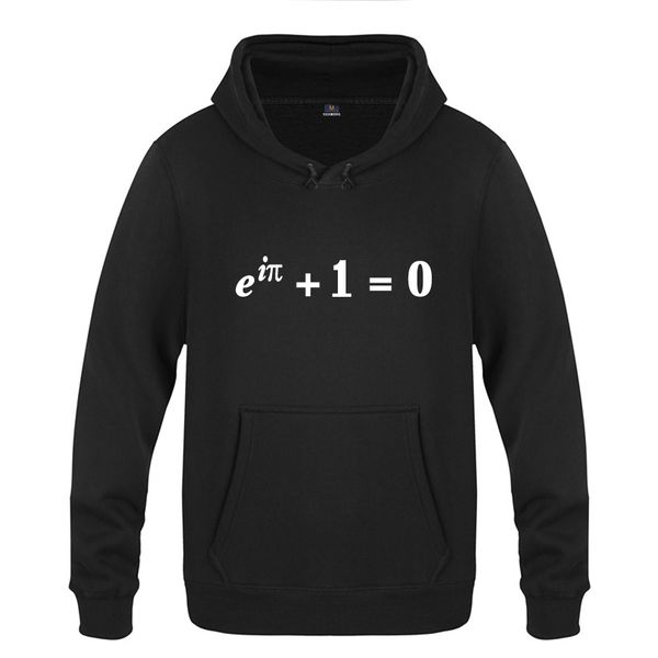

euler equation identity nerd geek science funny sweatshirts men 2018 mens hooded fleece pullover hoodies, Black