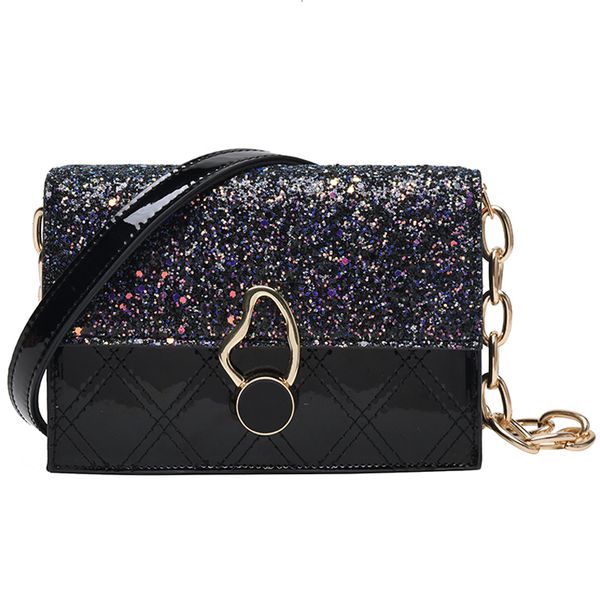 

191214 ivog new arrival everyday female small shoulder crossbody handbag black chain pu hand bags for women 2019