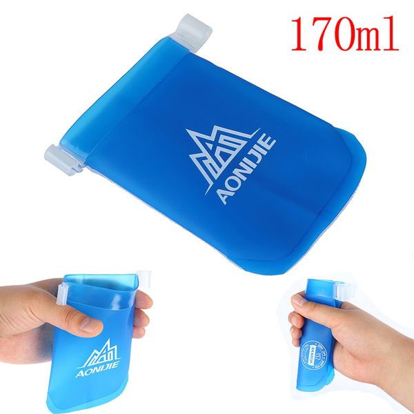

170ml flask folding collapsible water bottle tpu for running hydration pack waist bag vest sports cycling camping water cup