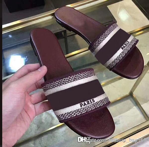 

new fashion designer woman slipper with box dust bag classic designer letter slippers luxury slide summer wide flat sandals slipper 35-40, Black