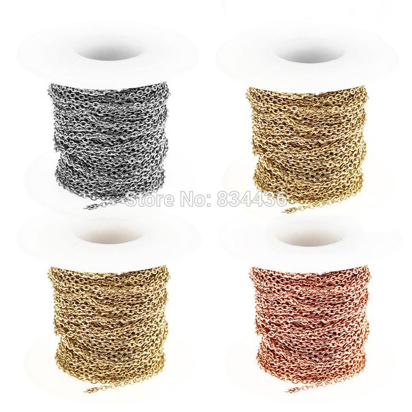 

10 meters two rolls of 1.2 1.5 2 2.5mm stainless steel cable chain bulk silver rose gold chain necklace jewelry materials