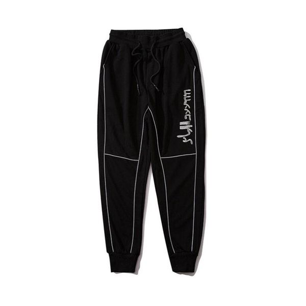 

3m reflective striped patch sweatpants men embroidery hip hop streetwear pants casual track joggers male black oversized loose