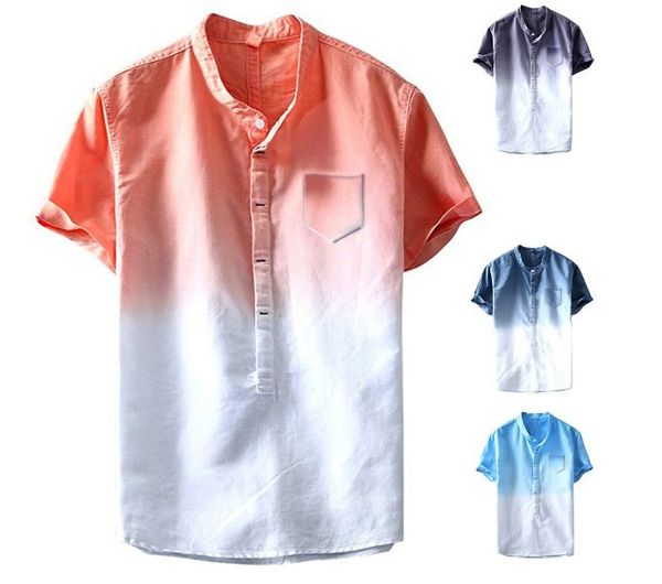 

summer fashion t-shirt pocket designer casual gradient printing men's slim short sleeve dyeing, White;black