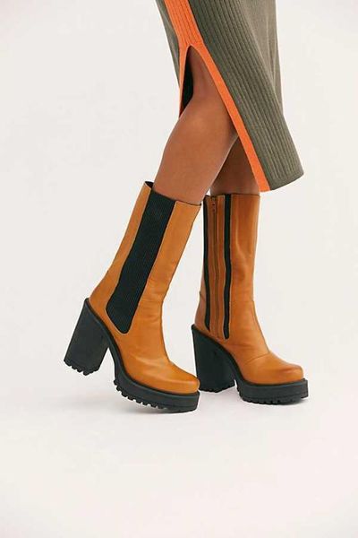 

high with 40-43 waterproof platform head woman boots tide, Black