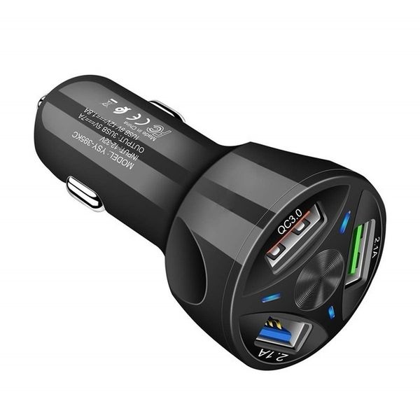 

3 ports car charger quick charge fast car cigarette lighter usb charger