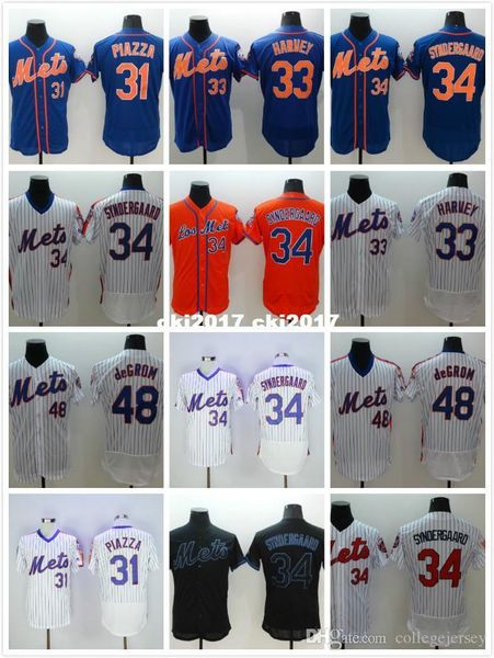 

31 mike piazza 33 matt harvey 34 noah syndergaard 48 jacob degrom jerseys blue red white gray, Blue;black