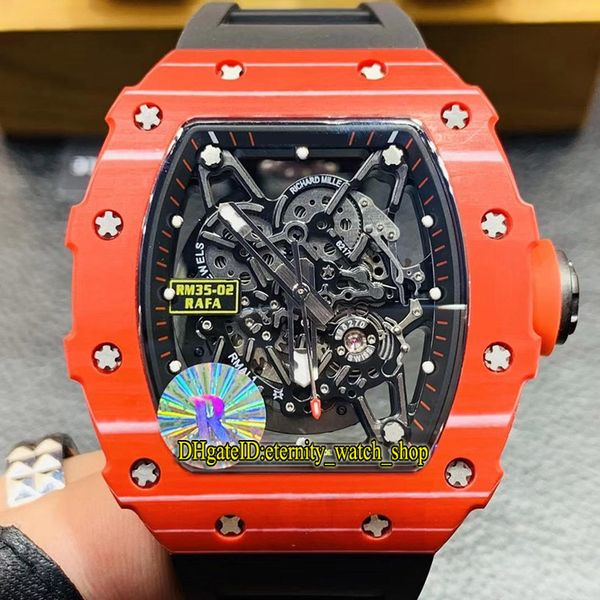 

red devils version rm 35-02 rafael nadal ntpt all carbon fiber case japan nh automatic rm35-02 mens watch rubber sport designer watches, Slivery;brown