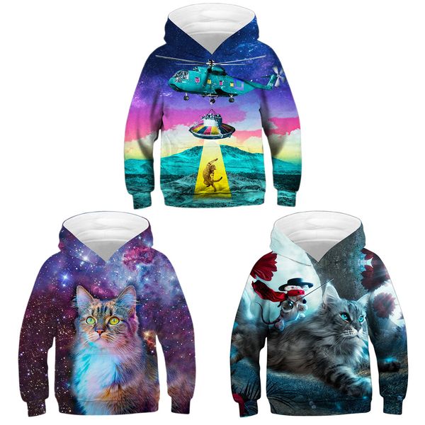 

3d мультфильм кошка цифровая печать с капюшоном детский свитер с длинными рукавами кофты косплей масках куртка, Blue;gray