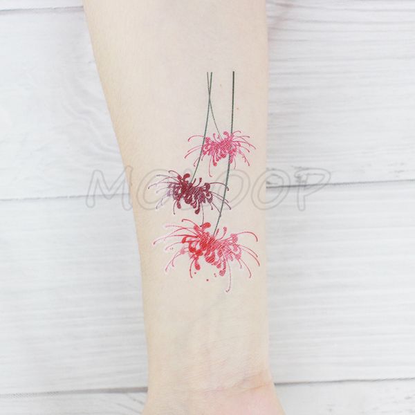 

tattoo sticker temporary cute flower red spider snake lily small waterproof fake tatto flash hand tatoo for woman girl kid 4