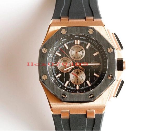 

selling edition factory 44mm offshore rose gold swiss cal. 3126 movement automatic rubber bands mens watch watches, Slivery;brown