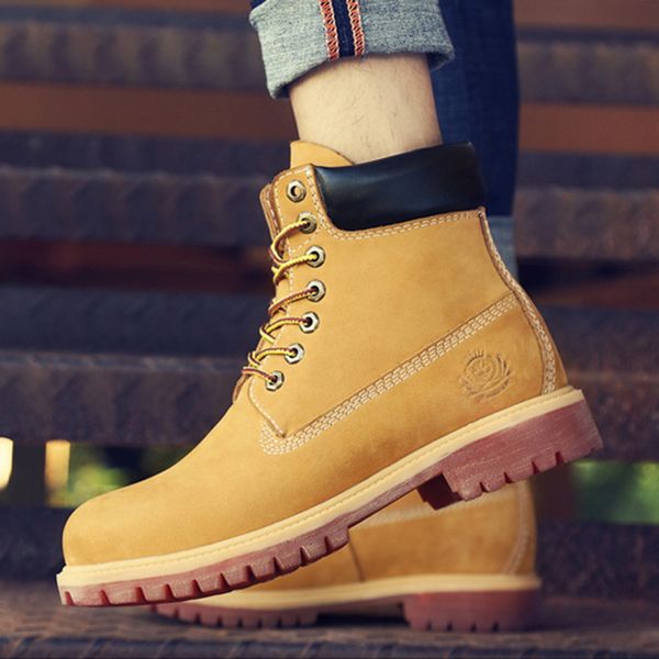 

big size:36-47 genuine leather boots men waterproof cow suede mens winter boots lace up ankle snow shoes men, Black