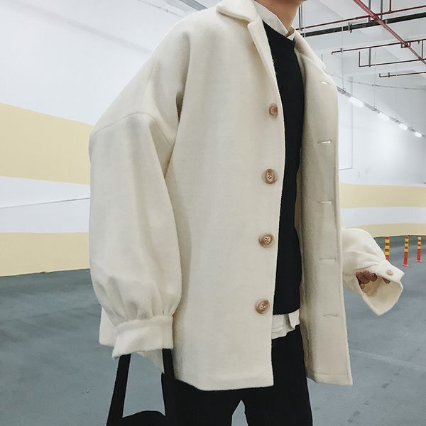 

2019 autumn new korean version of japanese loose literary style long woolen plus cotton wool trend student casual jacket, Black;brown
