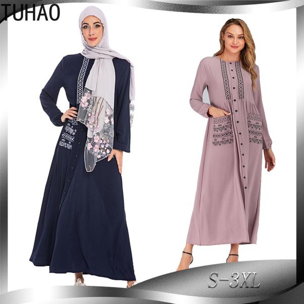 

tuhao plus size 3xl 2xl muslim dress vintage abayas for women elegant long dresses turkish islamic robes women's clothing wm44, Black;gray