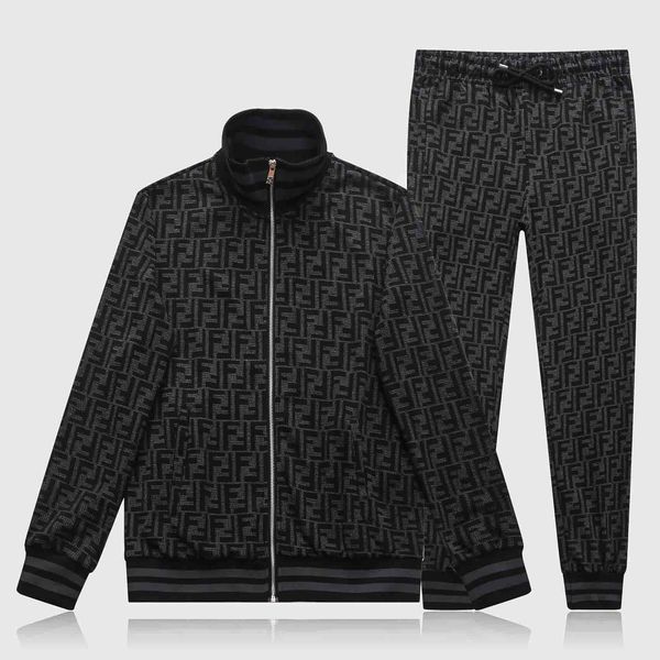 

2018 deluxe edition fall men's apparel fabric striped tracksuit monogram zipper suit sweatshirt jacket tracksuit, Gray