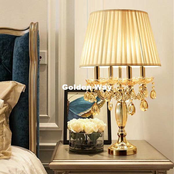 

modern crystal table lamp 4 arms d40cm h68cm luxury crystal table lamp bedroom bedside light european decoration table lamp 100% guaranteed