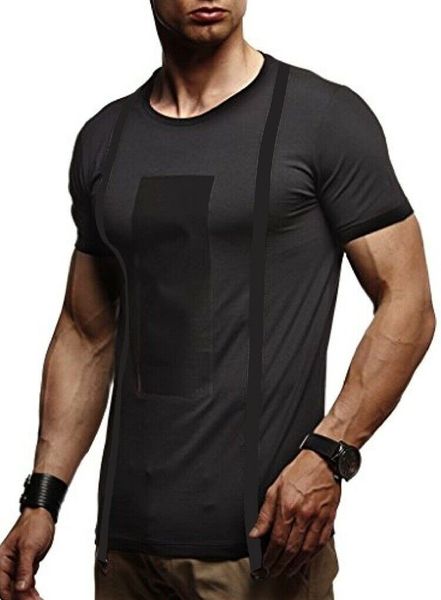 

2019 new style fashion men colors matching patchwork slim t-shirt short sleeve o neck cotton tee, White;black