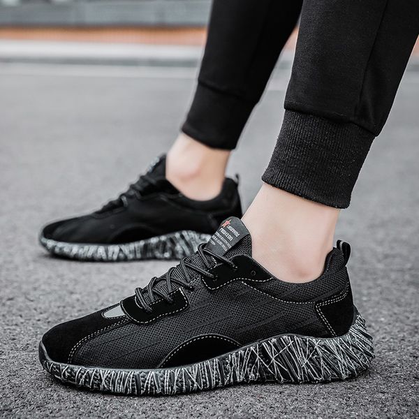 

aq317 summer breathable flying woven men's shoes new mesh comfortable outdoor running shoes zapatillas de deporte, Black