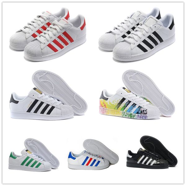 

designer popular casual shoes originals white hologram iridescent junior 80s pride sneakers women mens flats sport sneakers, Black