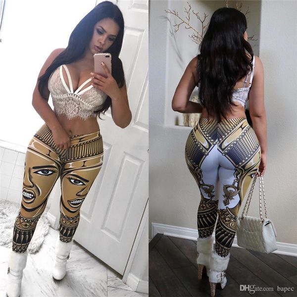 

summer womens digital printed pants fashion female fitness leggings sports clothing casual designer apparel, Black;white