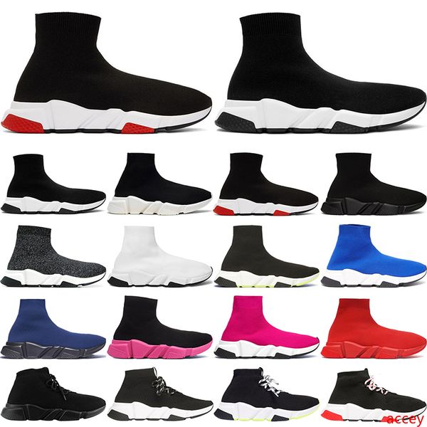 

speed trainers socks luxury designer shoes race runners black red triple black white flat men and women fashion sport sneakers 36-45