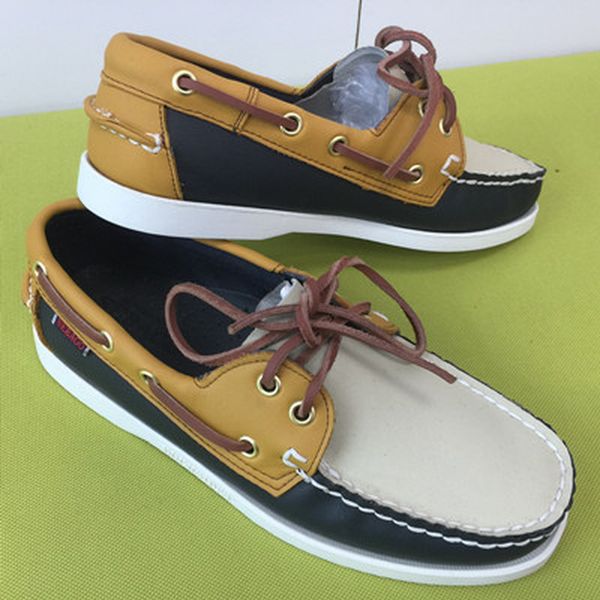 

casual men pu leather docksides deck lace-up moccasin boat loafers shoes fashion 22colors plus size, Black