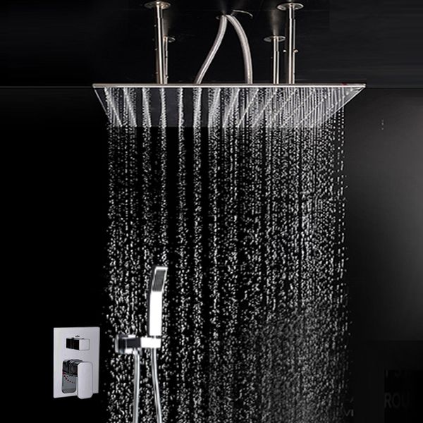 

square conceal ceiling showers set 20 inch large 304ss rain shower head chrome bathroom shower system with cold valve mixer