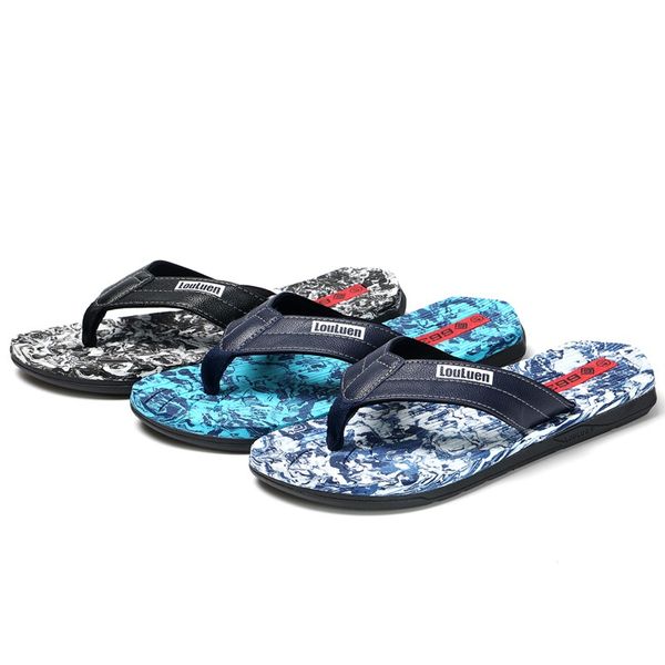 

2019 new fashion men slippers beach slippers outdoor sandals flip-flops men male big yards lx030, Black