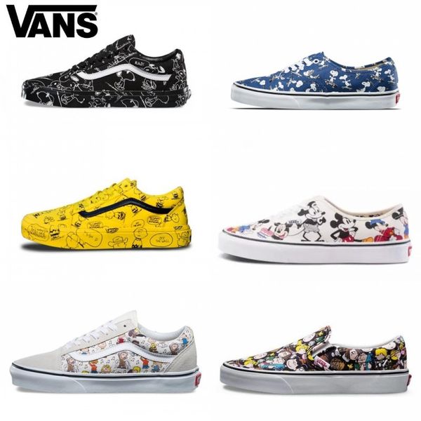 

2019 VANS Old Skool Мультфильм Комикс Симпсон Мужчины Женщины Скейтборд Обувь половина кабины Спортивные Скейт Женщины Холст Дизайнер Обуви Марка Тапки 36-44