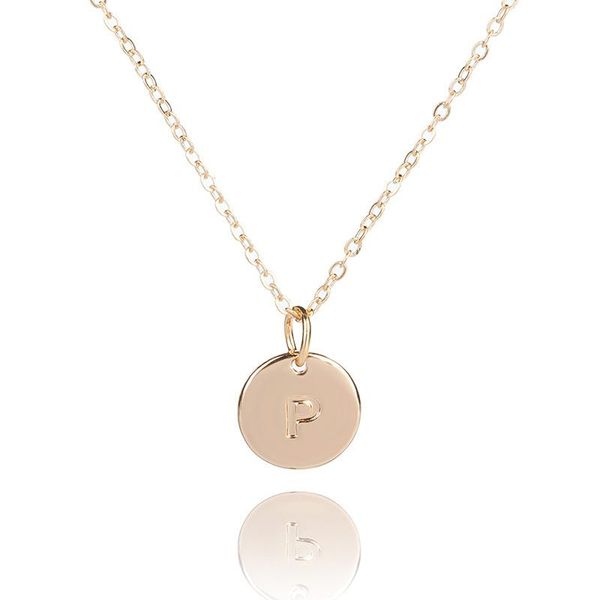 

26 letters initial necklace silver color gold color disc necklace alphabet women friend family letter chain necklace a047 pmgyv