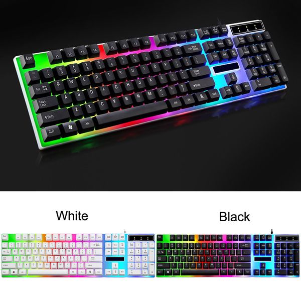 

g21 keyboard wired usb gaming mouse flexible polychromatic led lights computer mechanical feel backlit keyboard