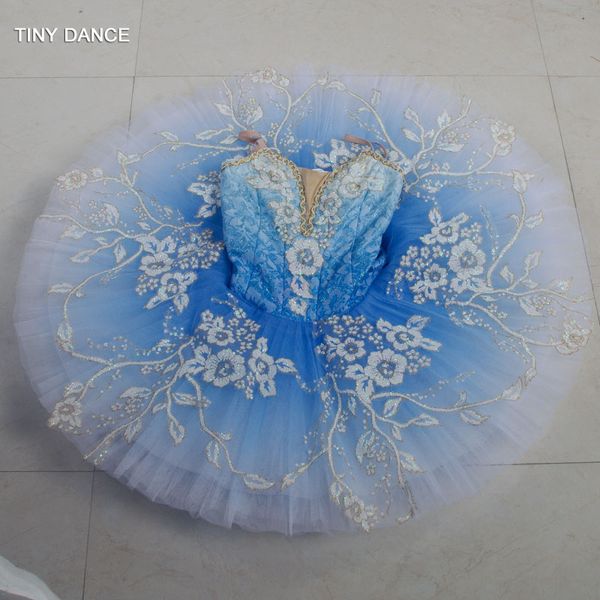 

blue bird girls professional ballet dance tutu performance costume classical tutus solo dance pancake tutu dress b18043, Black;red