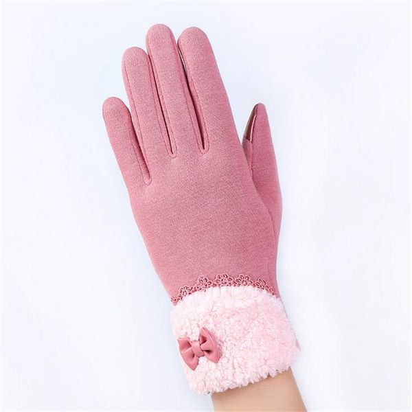 

womens autumn winter warm mittens fashion outdoor gloves female inverted cotton mitten wrist screen glove solid woman glove, Blue;gray