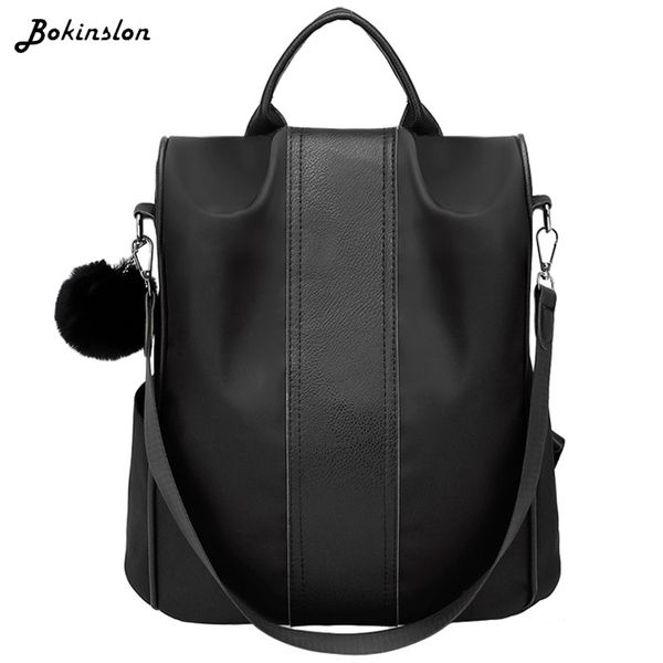 

bokinslon casual student backpack male drawstring oil wax canvas bag diagonal man travel backpack