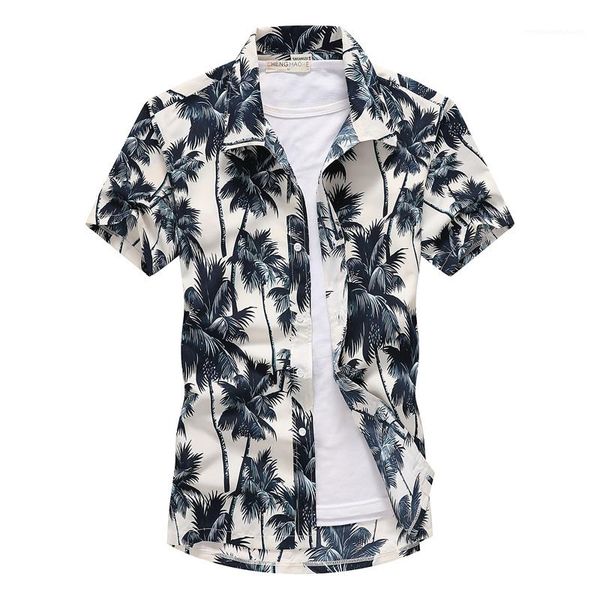 

plus size quick drying shirts mens floral hawaiian shirts fashion lapel neck short sleeve beach shirts, White;black