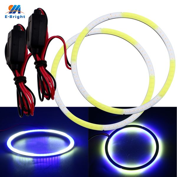 

2pcs cob auto halo rings angel eye headlight car angel eyes motorcycle white+blue color 12v 24v 60mm 70mm 80mm 90mm 100mm 110mm