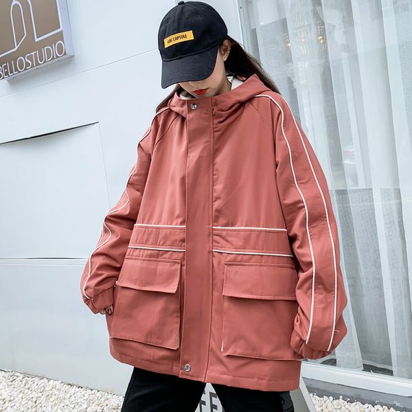 

#9129 autumn long sleeve hoodies jackets coats women plus size hooded solid jacket coat ladies casual loose outwear harajuku, Black;brown
