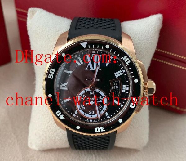 

mens date watches calibre de diver w7100055 two tone mechanical automatic movement men's watches black rubber band box, Slivery;brown