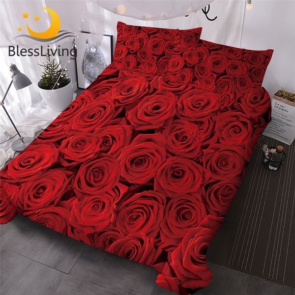 

blessliving floral duvet cover set red natural roses bedclothes colorful flowers luxury bedding sets 3 pieces comforter cover