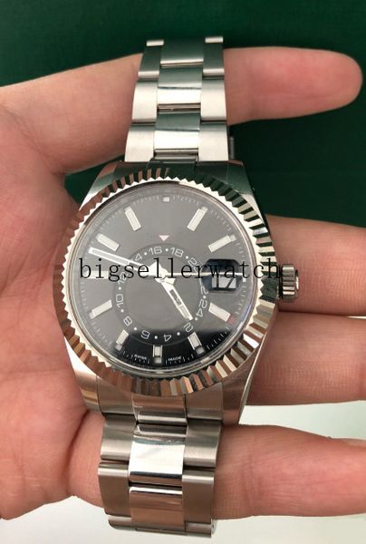 

the latest version wristwatch sapphire automatic 42mm watch ring 326934 black dial mechanical stainless steel men's autom, Slivery;brown