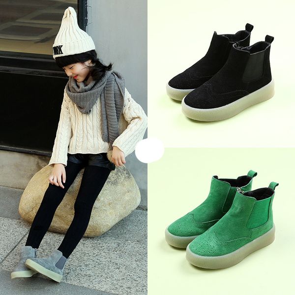 

soft sole children shoes autumn winter new girls boots fashion casual kids boots for boys cotton warm, Black;grey