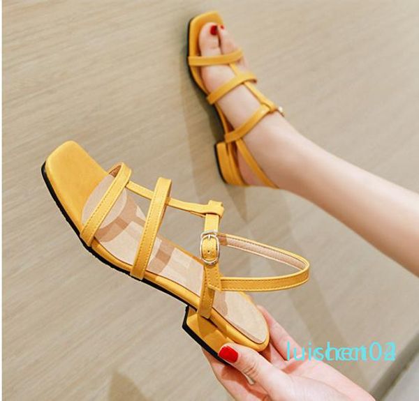 

plus size 31 32 to 43 44 45 46 casual style pink t strap low heel sandals luxury women designer slides l02, Black
