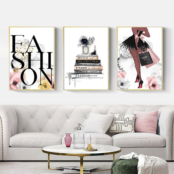 

fashion girl холст картины perfume книга wall art poster макияж для печати современных плакатов nordic wall фотографии спальня home decor